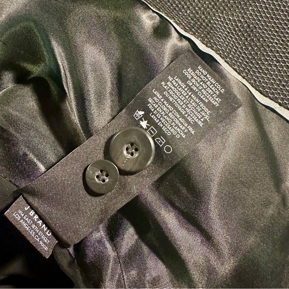 J Brand Black Wool-Blend Honeycomb Textured Sheer Back Paneled Blazer Size 0 - Picture 12 of 16